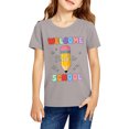 thumbnail image 2 of Sewkxo Girls Back To School Shirt Crew Neck Short Sleeve T Shirts Cartoon Print Cotton Funny Tees Children's Shirts,Light Gray 110, 2 of 4