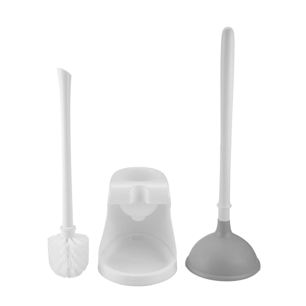 Toilet Plunger and Brush 2-In-1 Toilet Bowl Brush Plunger Set with Holder for Bathroom Cleaning Tools Combo with Stand A