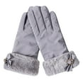 thumbnail image 2 of Dyfzdhu Women Fashion Warm Gloves Outdoor Riding Driving Cute Bow Plus Fleece Touched Screen NonSlip Gloves Grey, 2 of 3