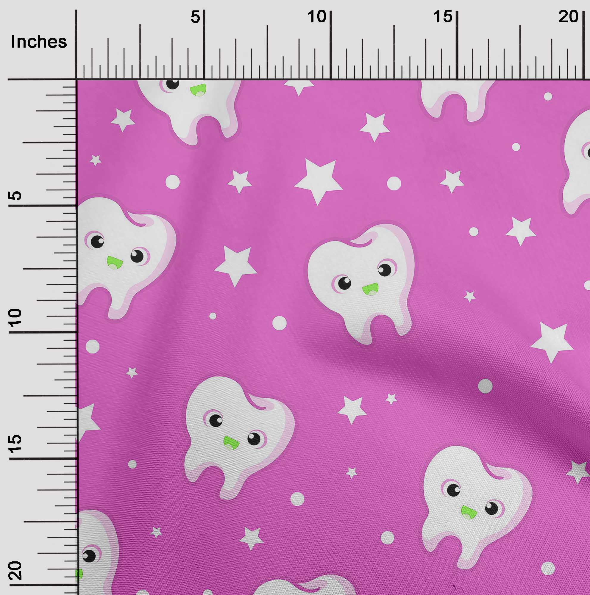 oneOone Cotton Cambric Light Pink Fabric Teeth Sewing Fabric By The Yard Printed Diy Clothing Sewing Supplies 42 Inch Wide