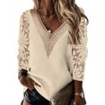 thumbnail image 1 of Avamo Women Tee OL T Shirt 3/4 Sleeve Summer Tops Soft Basic Work Tunic Blouse Apricot S, 1 of 2