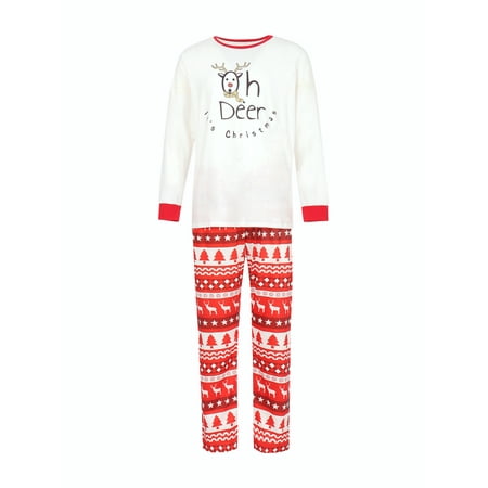 

EWODOS Christmas Family Pajamas Set Women Men Kids Baby Homewear T-Shirt Striped Pants Outfits