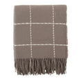 thumbnail image 3 of SARO TH027.I5060 Windowpane Tasseled Wool Blend Throw Blanket  Ivory, 3 of 5