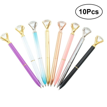 Crystal Base Pen 10PCS Creative Glass Crystal Diamond Pens Ballpoint Pen Roller Ball Pens Diamond Big Metal Pen for School ()