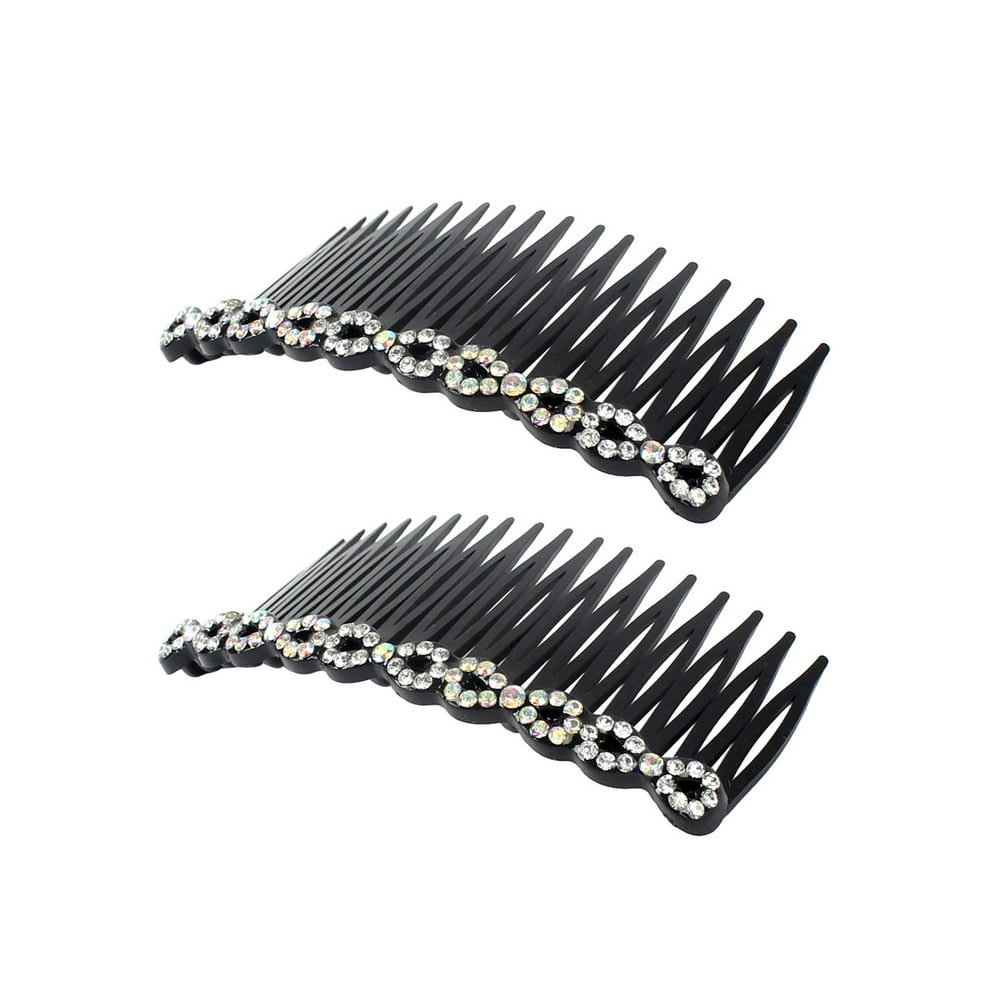 Women Plastic Rhinestone DIY Hair Style Comb Clip Slide Hairclip 2pc ...