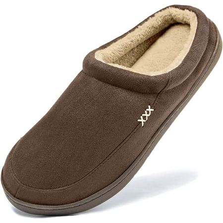 

Men s Warm Memory Foam Suede Plush Shearling Lined Slip on Indoor Outdoor Clog House Slippers