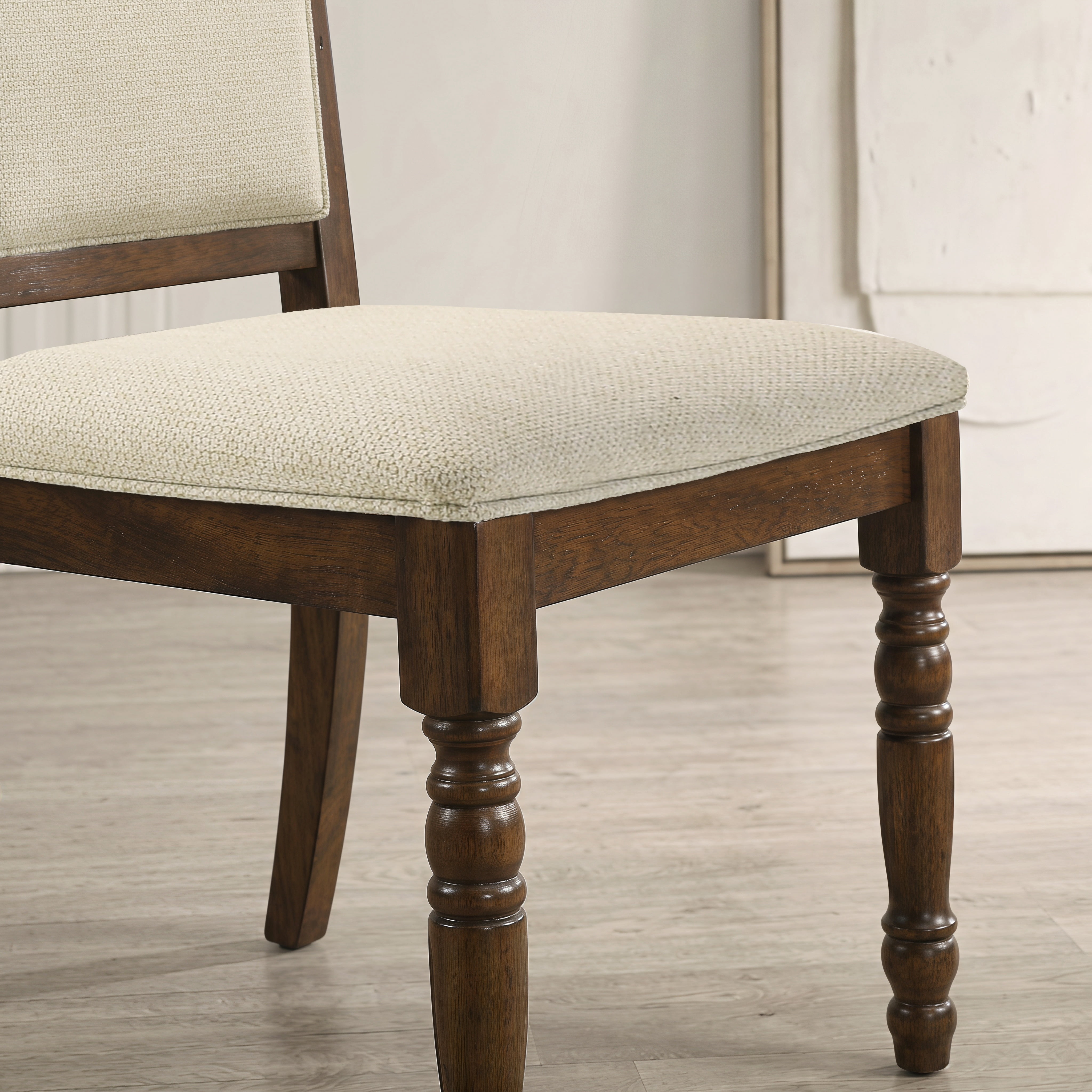 Roundhill Furniture Iris Turned Leg Wood Dining Chair, Set of 2, Walnut