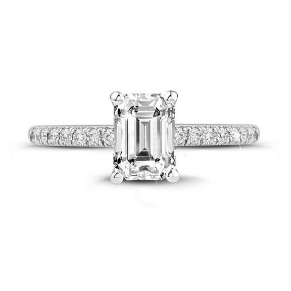 Alor Jewel 1.6 Ct Lab Created Diamond Ring - Elegant Emerald Cut Design in 14K White Gold Over - Perfect Proposal Ring - Unique Gift for Special Occasion - Beautiful Reminder of Your Commitment