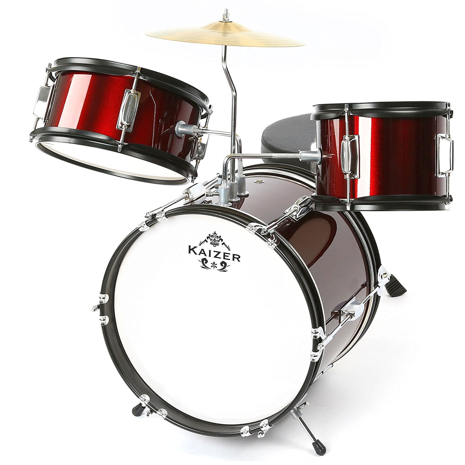 Kaizer Junior Kids Drum Set 3 pc Red Metallic JDRMS31000RD