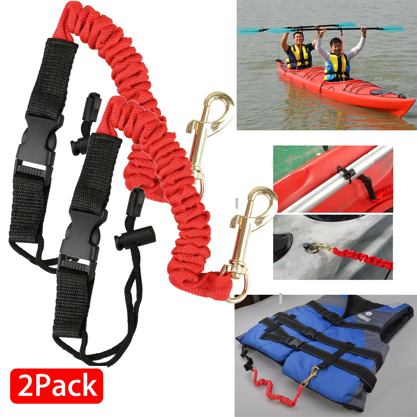 2x Kayak Canoe Elastic Paddle Leash Safety Fishing Rod Lanyard Accessories Rope 