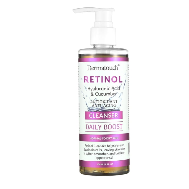 DERMATOUCH Limpiador facial con retinol 8 oz - Ácido hialurónico pepino y vitaminas - Hecho en América