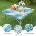 thumbnail image 4 of Blue Marble Gold Wave Pattern Square Fitted Tablecloth with Elastic Edge,Square Table Cover,Washable Elastic Table Cover for Home Kitchen Party Decor 34"x34", 4 of 6