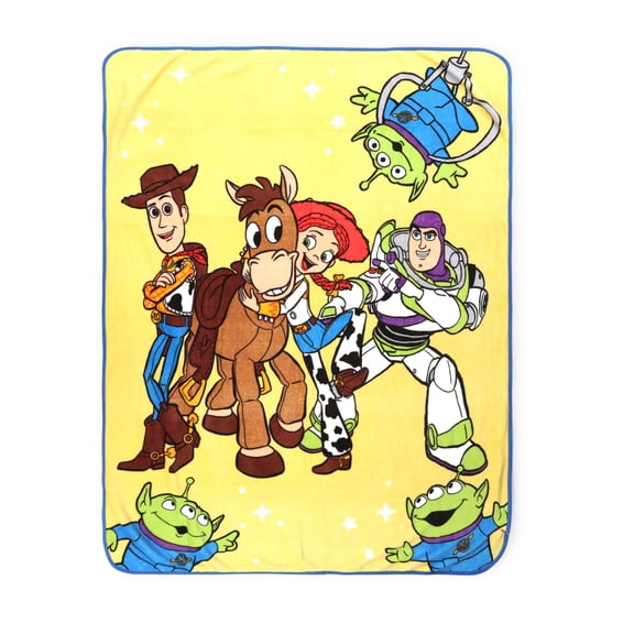 Toy Story Space Kids Throw Blanket, Soft Coral Fleece, Yellow, Disney, 46" x 60"