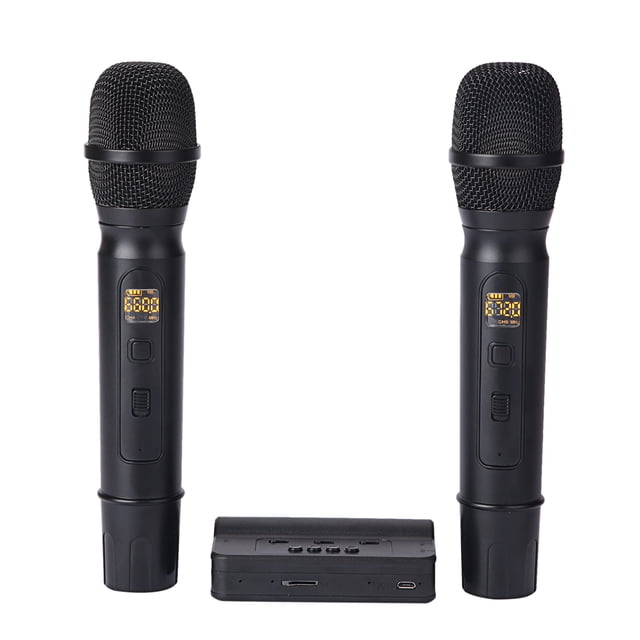 Micrófono Inalámbrico UHF Profesional con Tarjeta de Sonido Bluetooth - Alcance de 80m, Ideal para Karaoke, Fiestas y Eventos - Color Negro