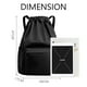 thumbnail image 2 of Mochila con cordón Mochila impermeable con cordón Bolsa deportiva para gimnasio con bolsillo lateral, negra, 2 of 5