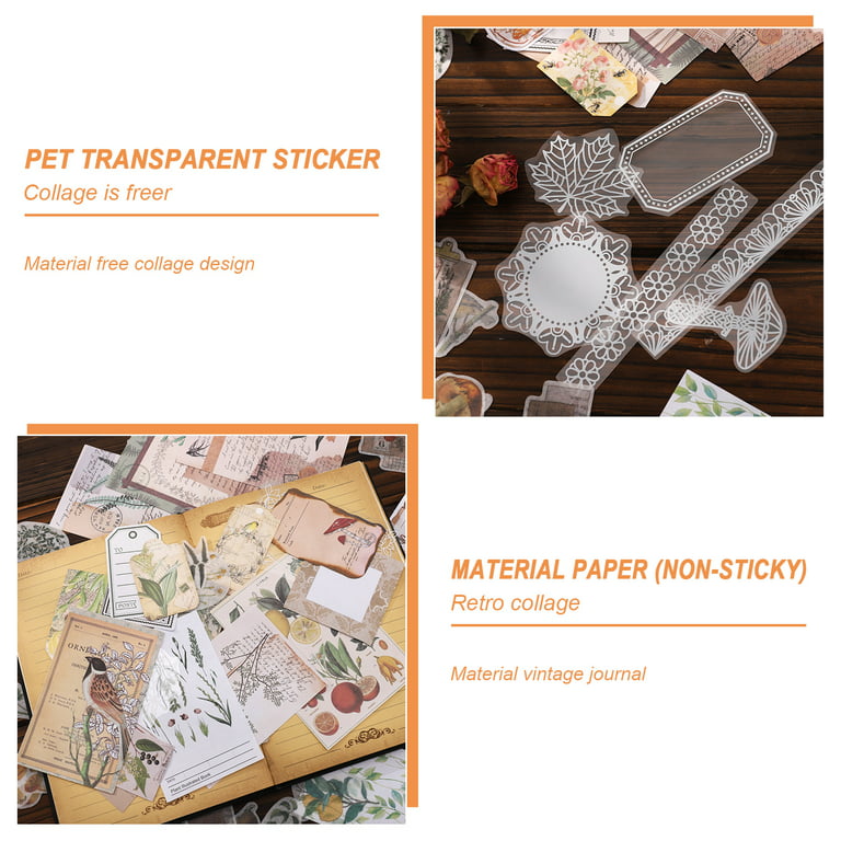 260Pcs Vintage Scrapbooking Stickers Pack,DIY Retro Journaling Supplies  Stickers Kit,Flowers Scrapbook Paper Accessories 