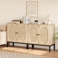 thumbnail image 6 of Rattan Buffet Cabinet, Storage Cabinet with Doors and Shelves, Wood Console Cabinet with Storage Entryway Cabinet for Hallway, Living Room, Dining Room, 6 of 7