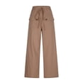 thumbnail image 2 of TaTaai Women Solid Color Cotton Linen Casual Long Pants Elastic Drawstring Waist With Pockets Loose Fit Lightweight Breathable Soft Fabric Machine Washable No Fading Daily Office Wear Gift, 2 of 7