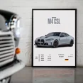 thumbnail image 4 of Póster minimalista en blanco y negro de un superdeportivo deportivo de lujo BMW-M4, cuadros de pared, pintura en lienzo, decoración para el hogar y la oficina, 4 of 5