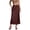#0217Coffee, variant on Women Satin Half Slip Long Skirts Lace Patchwork Elastic Waist Long Skirt Elegant Silky Flowy A Line Midi Skirts