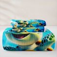 thumbnail image 5 of jejeloiu Cute Cartoon Turtle Bed Spread Queen,Underwater Coral Print Queen Coverlet Set For Boys,Blue Multicolor,3-Piece, 5 of 7
