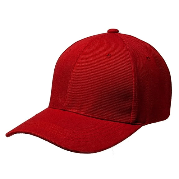 Red Curved Visor Blank Baseball Cap Adjustable Size Unisex
