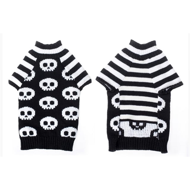 Disfraz de Halloween Zulema suéter de Cuello alto para perro negro con blanco Talla S