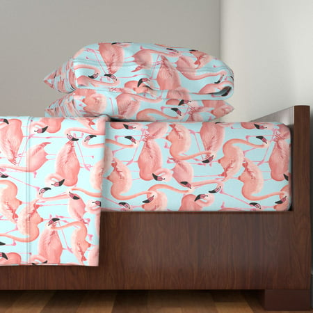 Modern Beach House Flamingo Summer 100% Cotton Sateen Sheet Set by (Best Sheets For Summer)