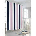 thumbnail image 3 of Navy Blue Pink Striped Shower Curtain, Modern Abstract Waterproof Shower Curtain Set with 12 Hooks Lightweight Washable Fabric Shower Curtains for Bathroom 72x78 Inches, 3 of 6