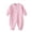 .Pink, variant on Agkizg Unisex Baby Ribbed Knit Romper, Long Sleeve Crew Neck Wooden Button Jumpsuit, Soft Stretchy Infant Fall Play Coverall