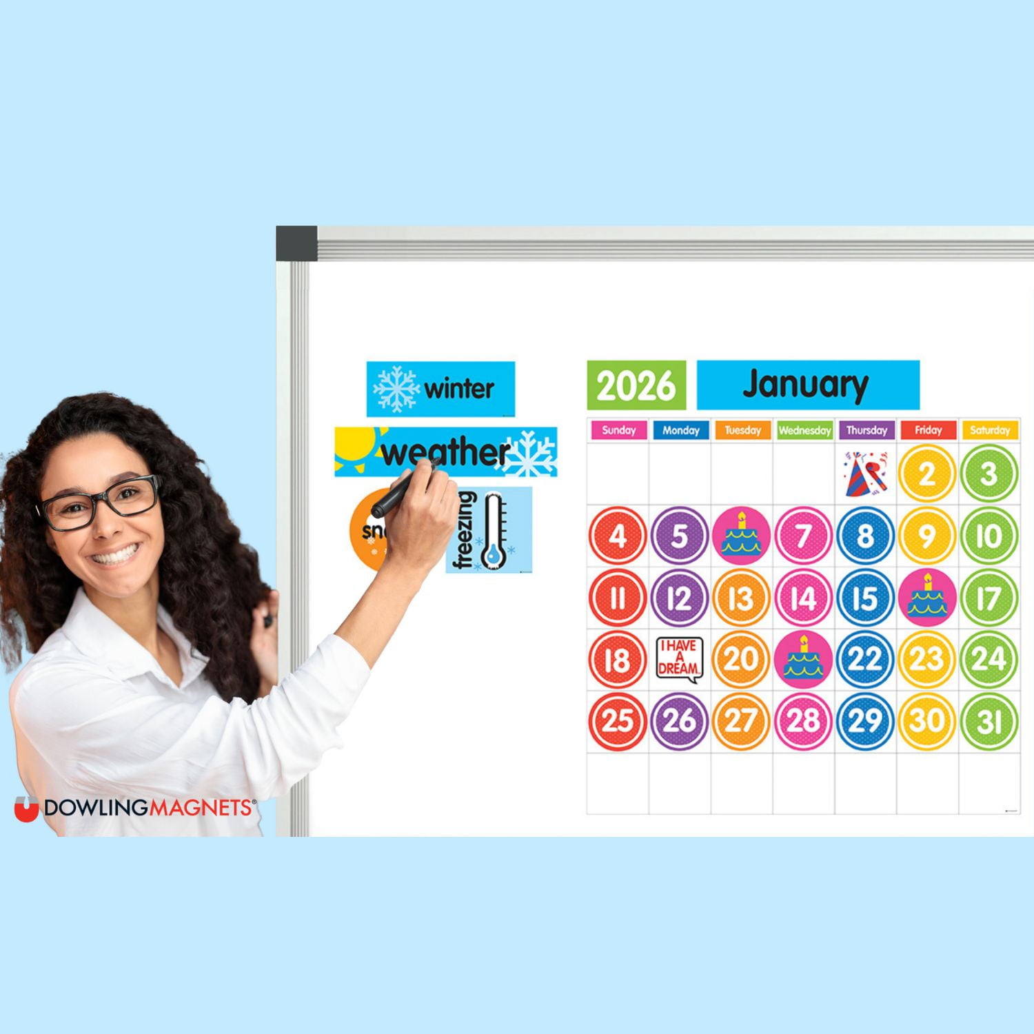 Dowling Magnets Giant Magnetic Calendar Set, 94 Pieces