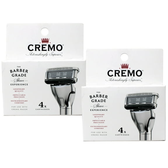 Cremo 5-Blade Barber Grade Mens Razor Cartridge Refills 4 Count - 2 Pack