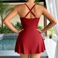 thumbnail image 5 of YueHuiYing Women Plus Size Swim Dress Halter High Neck One Piece SwimsuitMesh Swimdress Skirt Bathing Suit, 5 of 5