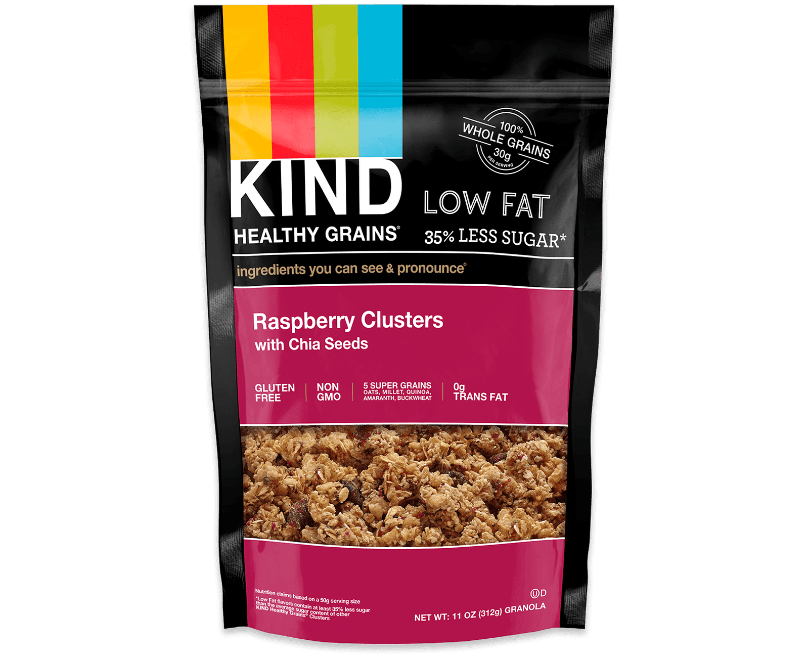 Photo 1 of 2pack---KIND Healthy Grains Granola Clusters, Raspberry with Chia Seeds, Gluten Free, 11 oz Resealable Bag  exp date10-2021