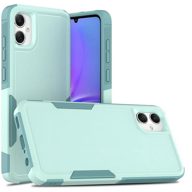 Samsung Galaxy A06 Étui Rigide par Phonesmart, Comprenant Deux Couches de protection Antichoc avec un Étui Arrière en PC Solide et un Pare-Chocs en TPU Souple. l'Étui Comprend une Étui Intérieure Géométrique Souple pour une Meilleure absorption des Chocs, Quatre Coins pour Coussin Gonflable Anti-Chute et des Bords Surélevés pour Protéger l'Écran et l'Objectif de l'Appareil Photo. des Découpes Précises et des Boutons Tactiles Assurent un Accès et une Utilisabilité Faciles. Présenté en Couleur Sarcelle Pâle.
