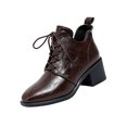 thumbnail image 2 of Willtoo Women's Lace Up Ankle Boots Pointed Toe Vintage Faux Leather Short Booties Chunky Heel Fashion Shoes Casual Dress Ankle Boot for Fall Winter Daily Wear, 2 of 4