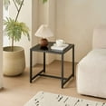 thumbnail image 4 of Mesa de noche de vidrio negro, Mesa lateral de tablero de fibra de densidad media, pequeña mesa de café, Mesa de sofá con piernas metálicas, 4 of 5