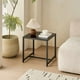 thumbnail image 4 of Mesa de noche de vidrio negro, Mesa lateral de tablero de fibra de densidad media, pequeña mesa de café, Mesa de sofá con piernas metálicas, 4 of 5