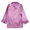 thumbnail image 4 of BLVB Kids Girl Satin Pajamas Set Button down Sleep Shirt Top with Long Pants Bottoms Sleepwear Loungewear Clothes, 4 of 6