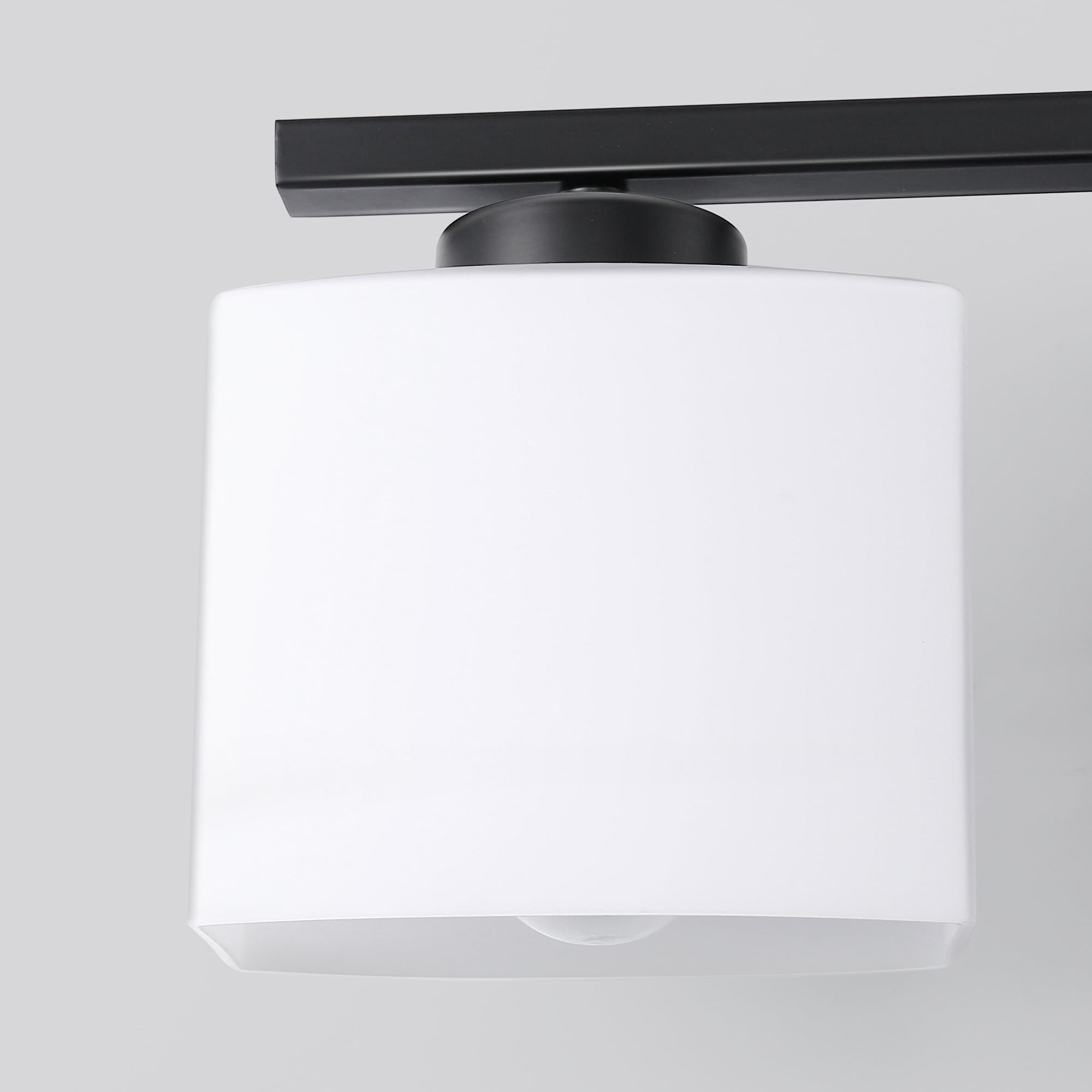 YANSUN 31 in. 4 Light Matte Black Vanity Light for Bathroom Bedroom Hallway with White Glass Shades