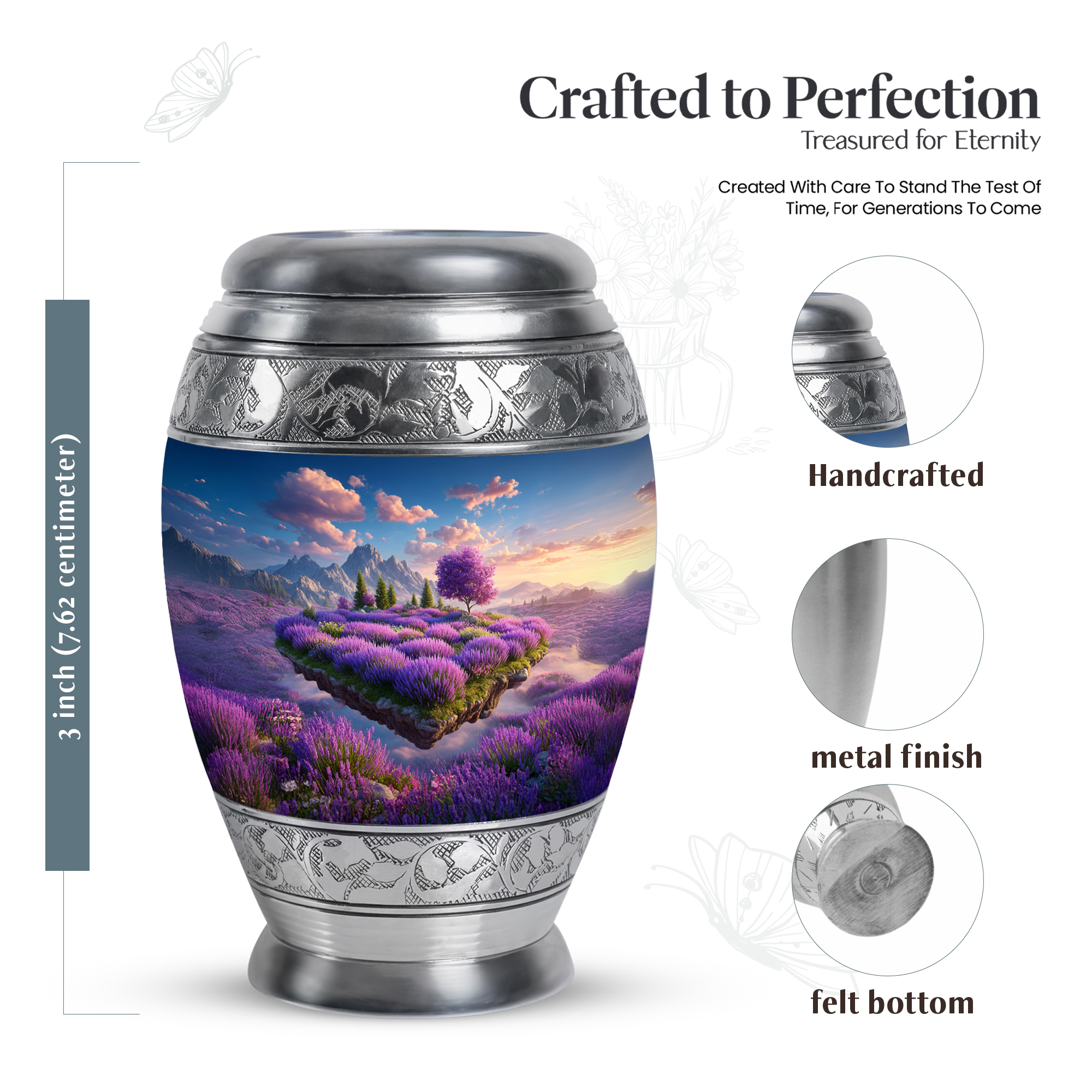 MUKTIVE Lavender Grass Keepsake Urn for Ashes Adult Male, Mountain Cremation Urns for Human for Mom, Tree Burial Ashes Holder, Handcrafted Mini Funeral Memorial Gift for Dad, 3 Inch