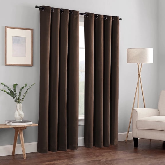 Home Soft Things Solid Blackout Curtains/Drapes Thermal Insulated Grommet Darkening Curtains, 2 Curtains and 2 Tiebacks Set - Chocolate - 54 x 63 inches