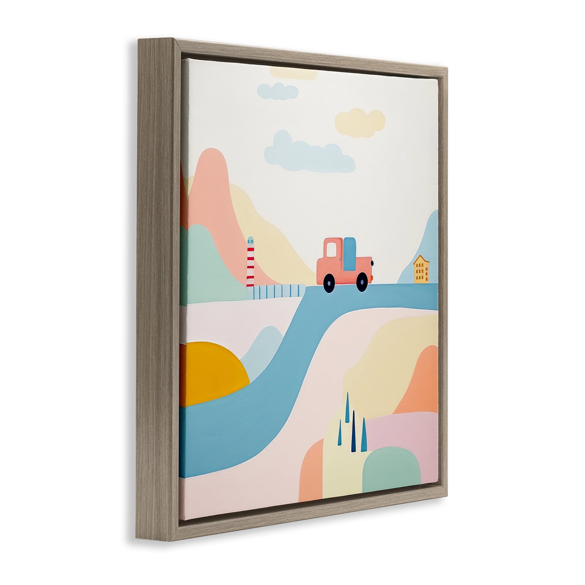 Stupell Industries Pastel Landscape Scene Landscape Painting Brown Floater Framed Art Print Wall Art, 18 x 18