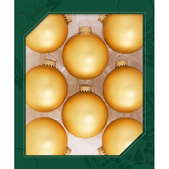 Ornements de Sapin de Noël en Verre - 67mm / 2.63 Pouces [8 Pcs] Boules de Designer de Noël By Krebs Décoration de Vacances Suspendue Sans Couture (Velours Or Miel)
