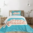 thumbnail image 3 of Ambesonne Blue Quilted Bedspread Set 2 Pcs, Happy Retirement, Twin Size, Coral White Sky Blue, 3 of 6