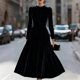 thumbnail image 1 of TaTaai Women‘s Velvet Midi Dress, Long Sleeve Round Neck Solid Color Dress, Plush Velour Evening Gown, Fall Winter Holiday Party Dress Gift, 1 of 7