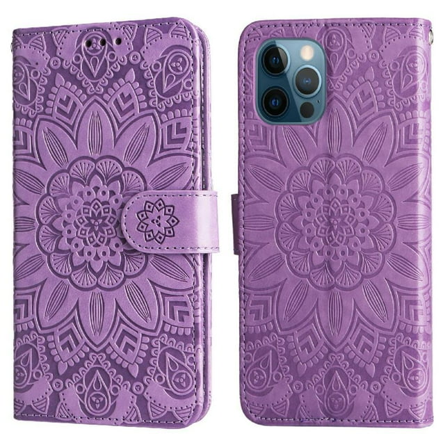 Funda tipo cartera GANGXUN para iPhone 12 Mini , diseño girasol, cuero PU, soporte, cierre magnético, tarjetero