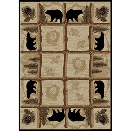 Rug Empire Rustic Lodge Area Rug, Bear Cabin, 4X6