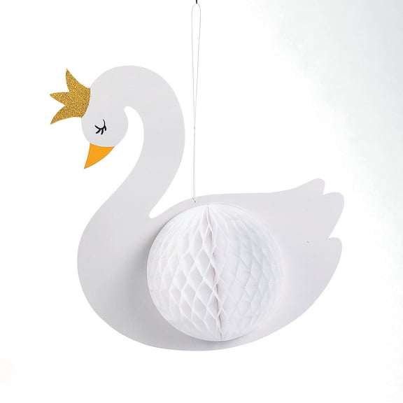 Sweet Swan Hanging Decor With Tissue - Party Decor - 3 Pieces
