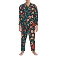 thumbnail image 3 of Fotbe Berries and Flowers Pijama de Hombre con Estampado de Manga Larga, Conjunto de 2 Piezas, Ropa de Dormir Suave y Cómoda con Bolsillos-Small, 3 of 7